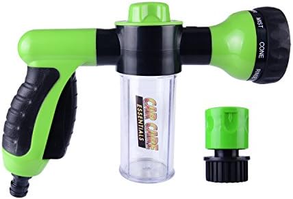 Car Care Essentials 8 Pattern Pressure Spray Nozzle with Reservoir Tank (2 Piece Set) | Includes Bonus Quick Connect Garden Hose Adapter