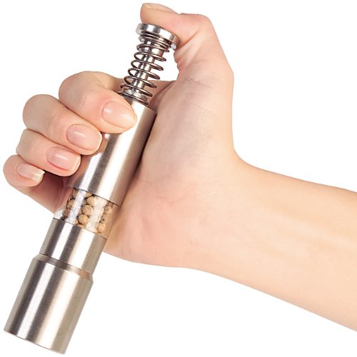 Rosenstein & Söhne Salz- & Pfeffermühle mit Druckknopf-Bedienung, Edelstahl, 2er-Set - 5