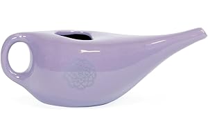 BODHI NETI POT - Brocca per il risciacquo nasale, in ceramica, con mandala o simbolo, per doccetta nasale (color argento)