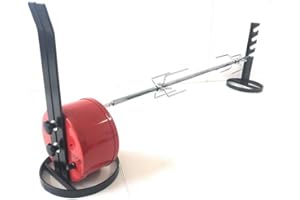 ALLEGRI Asador USB con regulación de velocidad con asador de acero inoxidable de 95 cm de largo y 2 tenedores para bloquear la carne