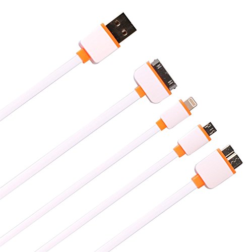 Timorn Multi USB Ladegerät 4 in 1 Mehrere USB kabel Adapter Stecker mit 8 Pin Beleuchtung / 30 Pin / Micro USB 2.0 / Micro USB 3.0 Anschlüsse für iPhone 6, 5, 5S, USB Micro für Samsung Galaxy S6 S5 S4, Anmerkung 3, Energien Bank Tragbare Ladegerät und mehr (Orange) - 4