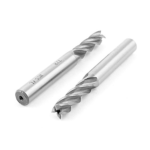 2 stk 4-Flöten HSSAL CNC Gerade Schaft Schaftfräser Messer Bohrer 7mmx8mm de