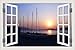 Produktbild Wand-Aufkleber, 3D-Landschaft-Fenster-Aufkleber Tapete Weiß Segelboot Seascape 32 „X48“ -W0022,32 „X48“