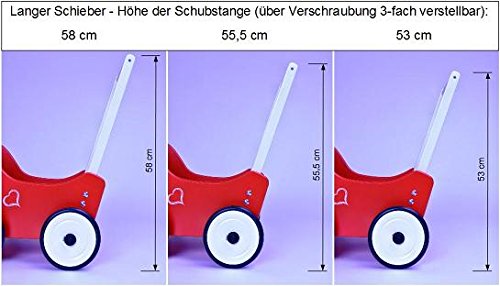 SchwabenKids® Puppenwagen rosa mit TEXTIL + Bremse Lauflernwagen Lauflernhilfe Holz Gehfrei Bremse Clip Räder Holzpuppenwagen - 8