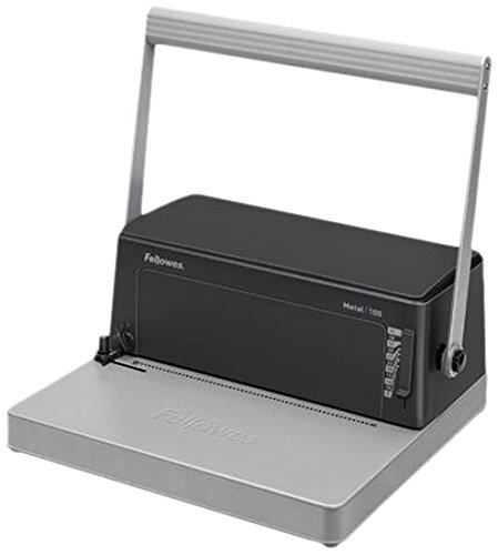 Fellowes Metal 100R- Encuadernadora manual de espiral met  lico  con palanca ergon  mica en forma de U  Sin rodillo insertador