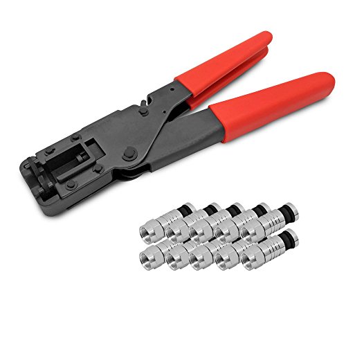 Kompressionszange 10 x F Kompressionsstecker Kompressions Stecker 7 7,5 mm Kabel