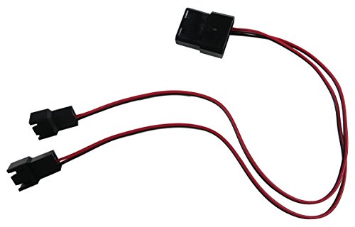 4 Pin Molex to 2 x 3 Pin Male Computer Case Fan Power Connector Y-Splitter Adapter Cable