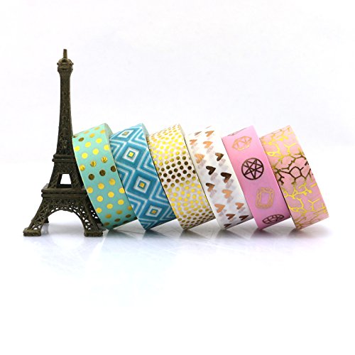 Yuyikes DIY Dekorative Washi Klebeband 6 Rolls Dekoband Masking Tape Klebeband Scrapbooking - 6