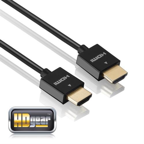 HDGear HDG-HC01-020 – Super Slim High Speed HDMI Kabel mit vergoldeten Steckkontakten, HDMI A Stecker auf HDMI A Stecker (2m) schwarz - 2