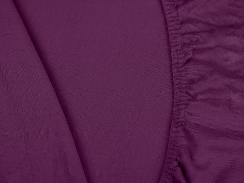 klassisches Jersey Spannbetttuch – erhältlich in 22 modernen Farben und 6 verschiedenen Größen – 100% Baumwolle, 200 x 220 cm, lila - 4