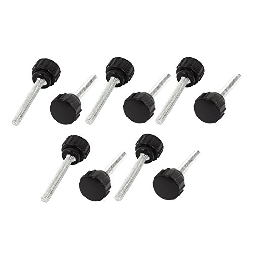 sourcingmap® Drehbank M4 x 15 mm x 30 mm Schwarz Runde Kopf Griffschraube Rändelknöpfe 10 St