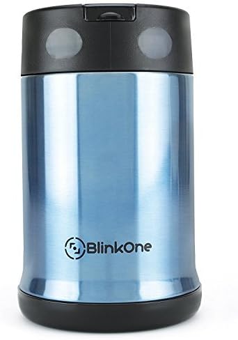 BlinkOne Food Jar with Folding Spoon: Double Walled Insulated, Unbreakable, Leak Proof and Shake Resistant Container (16 oz)
