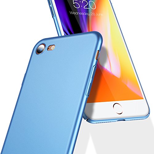 iPhone 7 Case, iPhone 8 Case, TORRAS Ultra-Thin Case with [Tempered Glass Screen Protector], Simple Stylish Fully Protective Matt Cover for Apple iPhone 7 (2016) / iPhone 8 (2017) - Light Blue.