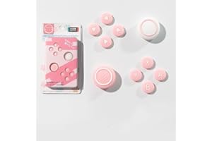 FOXMIND Silicone Thumb Grip Replacement for Nintendo Switch/Switch OLED D-Pad ABXY Button D-pad Cross Button Cap Sticker Thumb Grips Sets (pink+white)