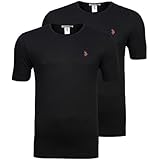 2er Pack U.S. POLO ASSN. Underwear Rundhals Herren T-Shirt Shirt Unterhemd Schwarz & Wei&szlig; Baumwolle UW300