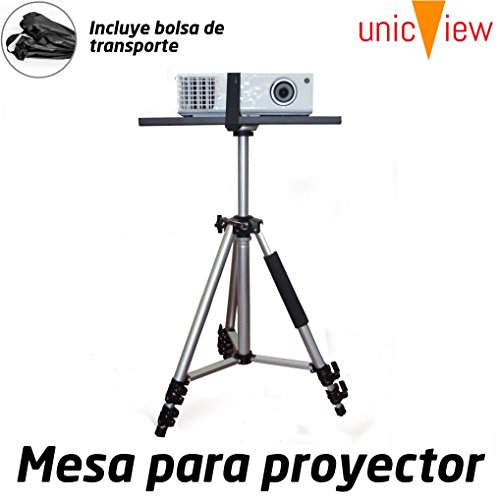 Table pour vidéoprojecteur aluminium portable et pliable avec renfort anti-chute et plate-forme antidérapante pour le projecteur, réglable de 50 cm à 1,5 mètre, comprend sac de transport
