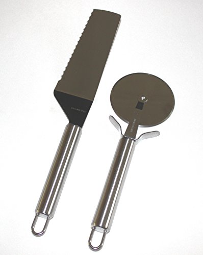 Pizzaschneider mit Pizzamesser/ Heber, 2 teiliges Set, Edelstahl in der Geschenkbox