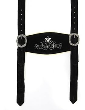 ALMBOCK Trachten-Hosenträger für Herren aus 100% Rinds-Leder in Norweger-Form oder H-Form - dunkel-braun, mittel-braun...