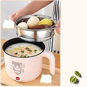 Finaxo Modern Electric Cooking Pot 1.5 Litre Multi Purpose Cooker Mini Electric Cooker Steamer Cook pots for Cook Noodles/hot Pot/Rice Porridge for Home, Office and Travel (Multicolors)