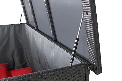 Miweba Grande XXL Auflagenbox Kissenbox 950L Gartentruhe Box Polyrattan Liege Sitztruhe wasserdicht Gasdruckdämpfer 4 Farben (Schwarz) - 2