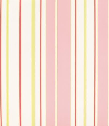 Designer 70cm Vinyl Wallpaper - Candy Striped Authority (Hot Pink/Lime Green/Cream)