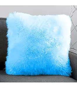 Blue Fur Cushion Square Shape Pillow for Sofa , Kids Room , Girls Room , Chair , car Decoration