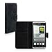 Produktbild Carlsson Leder Case Hülle für Huawei Ascend Y530 - Wallet Flip Tasche aus Leder mit Standfunktion in Schwarz