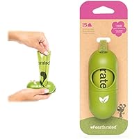 Earth Rated DISPGREEN - Dispensador para bolsas de residuos para perros con 15 bolsas biodegradables de popa y lavanda