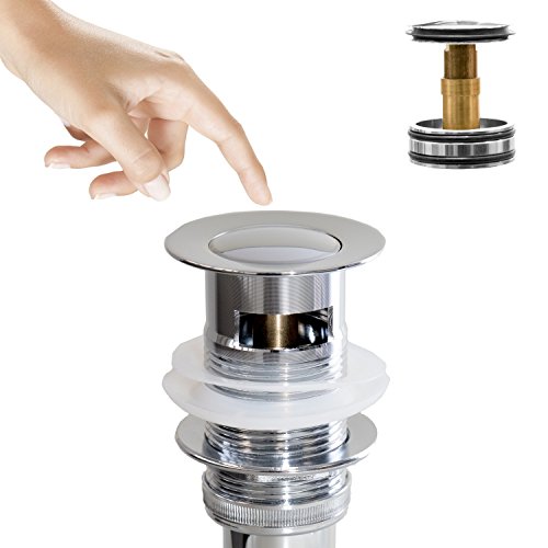 NEG Design Ablaufventil NX1033B Pop-Up-Ventil für Waschbecken mit Überlauf (mit Schutzkorb)