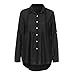 Produktbild Bluse Damen,Binggong Womens Plus Size Solid Langarm Casual Chiffon Damen OL Arbeit Top T-Shirt Lässiges Revershemd Frau Elegant Shirt Mode Hemd Bekleidung Stilvoll Oversize Tops (XXXXXL, Schwarz)