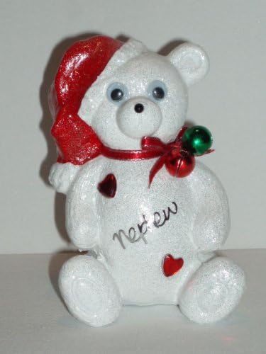 Nephew Or Customised with A Personalised Name Christmas Jingle Bells Cute Teddy Bear Xmas Festive Grave Memorial Ornament Baby Boys Girls Childs Mans Womans Outdoor Cemetery Garden Tribute