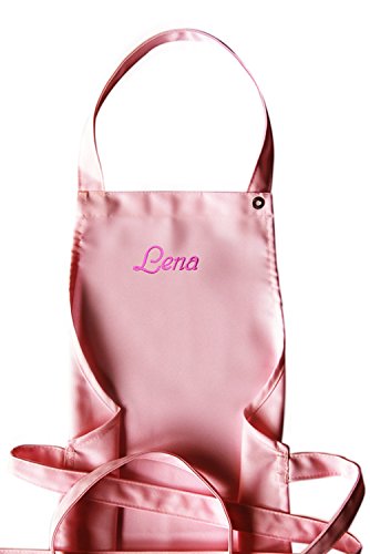 Kinderschürze mit Name, Farbe rosa, Latzschürze hochwertig bestickt; Schürze und Stickerei deutsche Produktion; Mitteilung Name nach Bestellung (siehe unten)