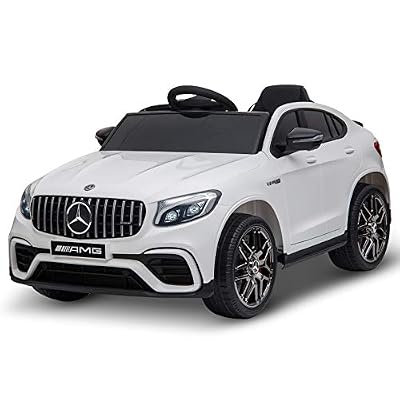 Homcom Voiture véhicule électrique Enfants 12 V 35 W V. Max. 3 Km/h télécommande Effets sonores + Lumineux Blanc Mercedes GLC AMG