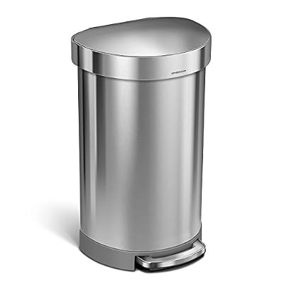 Simplehuman Poubelle demi-ronde, Acier Brossé, 45 l