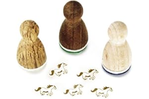 ‎STEMPLINO Stemplino® Ministempel - Motiv: Frieda Pferd - 12mm Durchmesser - Holzstempel Kinder Stempel Bullet Journal Stempel Pferde Stempel