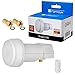 HB-DIGITAL SINGLE LNB WHITE PREMIUM Wieß Weiss NUR 0,1 dB UNIVERSAL ! LANGER HALS ! SEHR RAUSCHARM Opticum LSP-04H V2 + 2 vergoldete F-Stecker GRATIS DAZU