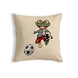 Home Olé Juvenil Funda de Cojín con Diseño Rana Football Algodón-Poliéster, 45 x 45 cm