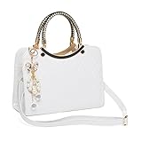 Größe:29CM*11CM*20CM Interlink Damen Handtasche Weiß Modern Fashion Schultertasche Geldbörse PU Leder Weiß