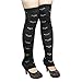 Miki&Co Women White Heart Pattern Black Knitted Knee High Leg Warmers