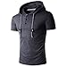 Produktbild Herren T-Shirt, Marlene Männer Sommer T-Shirt mit Kapuze Hemd Kurzschluss Hülsen Bluse Freizeit Hemd Tops