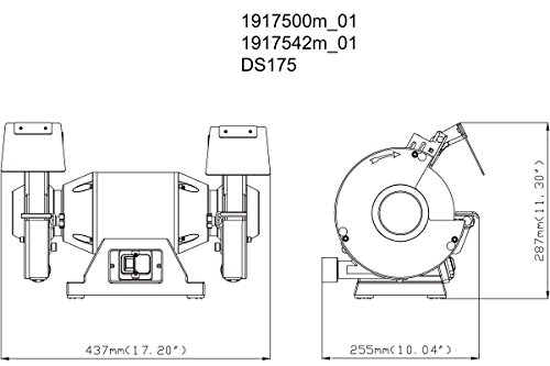 Metabo 619175000 Doppelschleifmaschine DS 175 | Normalkorund Scheiben 36 P/60 N, Funkenschutzgläser, Auflage, Sechskantschlüssel (Schleifscheiben Ø x Dicke x Bohrung 175 x 25 x 32 mm) - 2