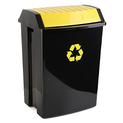 TATAY 1102302 Poubelle de Recyclage 50 L Plastique Noir/Jaune 40 x 33,5 x 57,5 cm