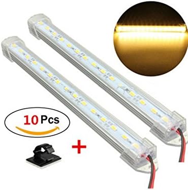 Rise Long 2X 12V 30cm Warm White LED Interior Camper Caravan Van Lights Bar for Car Boat Home Office with Cable Clips (warm white)