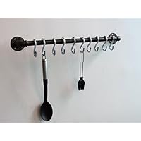 Hakenleiste Schwarz 59cm ,10 Haken, Industrie Design sehr Stabil und Belastbar Küchenleiste
