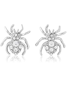 Halloween-Ohrringe–Glitzernde silberfarbene Ohrringe in Spinnenform, inkl. Geschenkbeutel