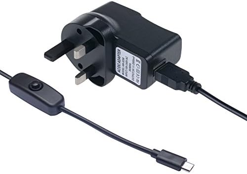 LXINGS Power Supply for Raspberry Pi 5V 2.5A Micro USB Wall Charger Adapter with ON/OFF Switch