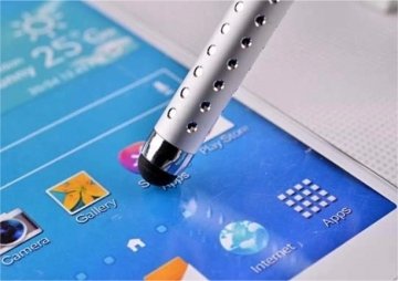 KingCase 2er Pack Stylus Pen Stift im edlen Diamond Bling Design Eingabestift für iPhone, Samsung, HTC, iPad, Galaxy Tab Silber & Schwarz im Set Neu für alle kapazitiven Displays also alle iPhones, Samsung und Sony, HTC Smartphomes und Tablets - 2