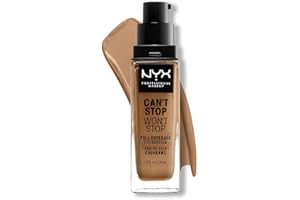 NYX Professional Makeup Base de maquillaje Can't Stop Won't Stop Full Coverage Foundation, Larga duración, Waterproof, Fórmula vegana, Acabado mate, Tono: Golden
