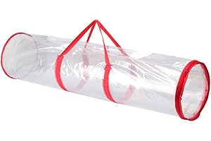 1ABOVE wrapping paper storage Bag | Sturdy, Strong and Protective | Heavy Duty Clear PVC | Reinforced Handles | Keep all your Gift-Wrapping Paper Neat & Damage free (B)