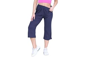 R&N FASHIONS Women's Plus Size 3/4 Cropped Culottes with Elastic Waist, Stretchy Viscose Palazzo Shorts, Mid Rise Lightweight Casual Summer Trousers for Ladies